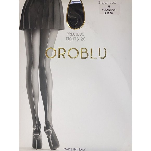 Oroblu Riga Lux Precious 20 Tights Size Medium Color Black/Silver VOBC63275 - 08 - Picture 2 of 3